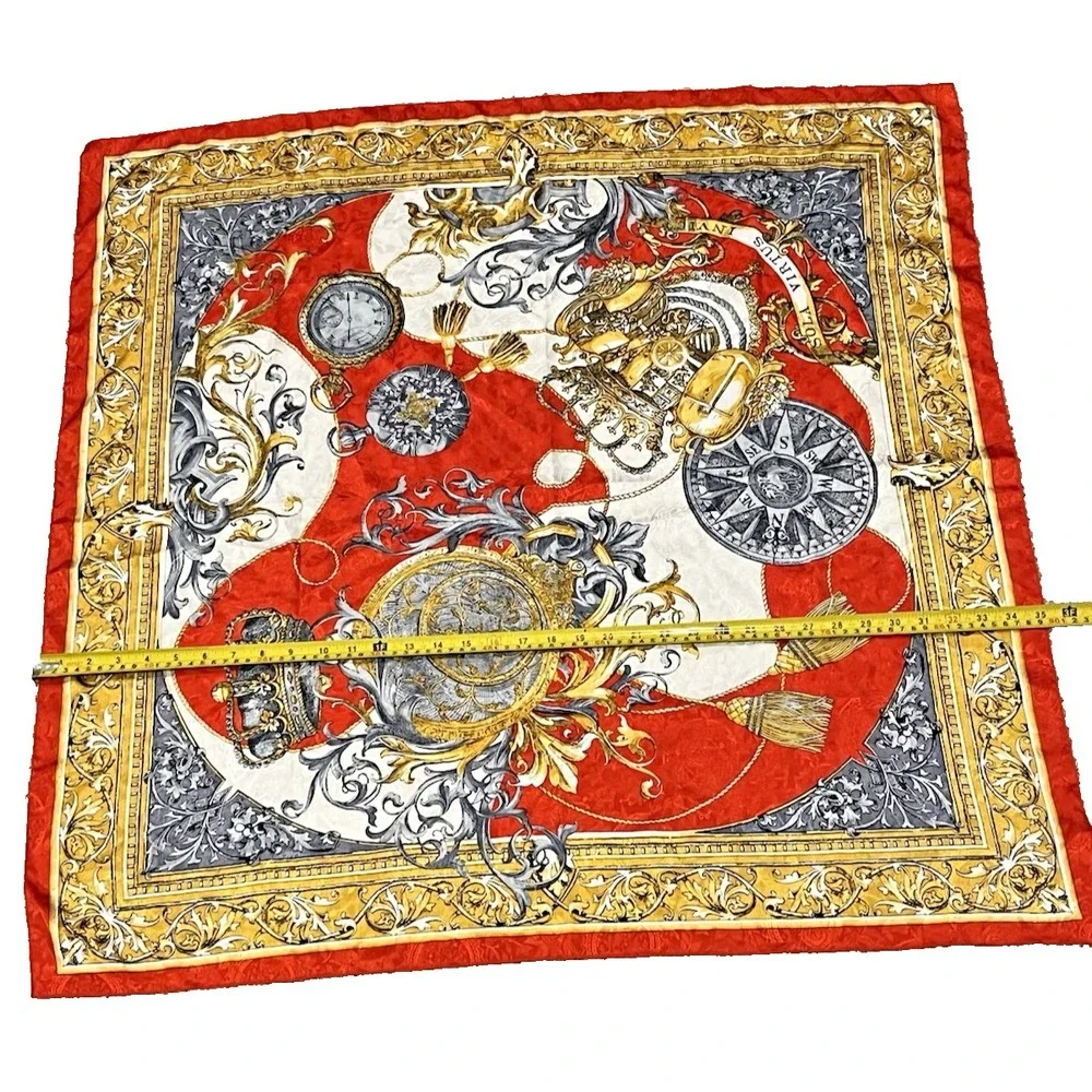Sola Virtus Square Scarf Red White Gold Royal Nautical Classy Artsy Vintage
